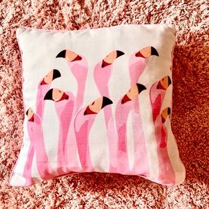 Pink flamingo throw pillow